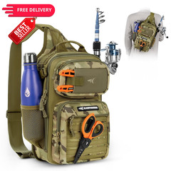 KastKing BlowBak Tactical Sling Tackle Standard, A: Khaki Camo（14” X 8” X 6”）