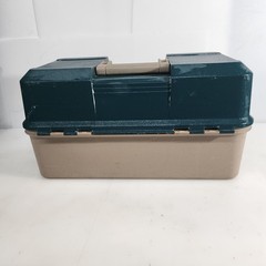 Vtg Woodstream Large 3 Tray Fishing Tackle Box Trunk-Style Blue White