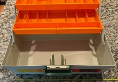 Rebel 600 Hard Plastic 3 Tray Fishing Tackle Box Vintage Rare Beige Orange Trays