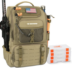 Karryall Fishing Tackle Backpack with Rod Holder 4 Tackle Boxes,40/26L Tackle Ba
