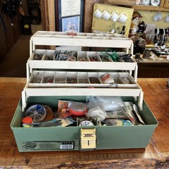 Vintage Plano Tackle Box W/Assorted Fishing Supplies Inside *Some New Supplies!