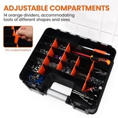 Double-Sided Tool Organizer, Toolbox with 8-Storage Bins Double Sided Tool Box