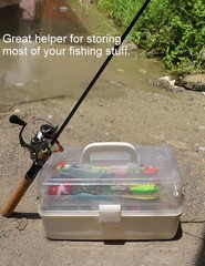 Tackle Box Large 3 Layers Plastic Portable Storage Box Fishing White Tackle B…