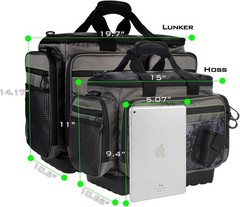 Saltwater Resistant Fishing Tackle Bag Nylon 15x11x10.25 inches