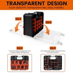 Double-Sided Tool Organizer, Toolbox with 8-Storage Bins Double Sided Tool Box