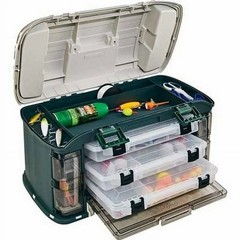 Plano Angled Fishing Tackle Box Storage System Green Tan Outdoor Organizer