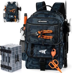 Fishing Tackle Backpack Bait Binder 2 Rod Holders