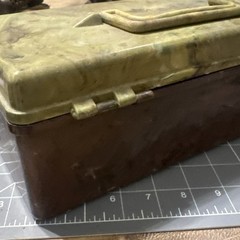 Vintage Brown Green Marbled Bakelite Tackle Or Tool Box 11x4x5 Inch