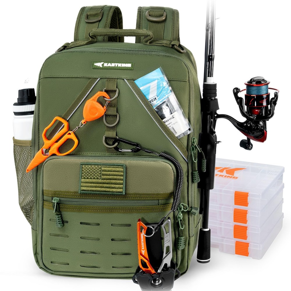 KastKing KarryAll Fishing Tackle Backpack Medium, F: Medium (26 L) – Green