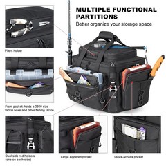 Fishing Tackle Bag with Rod Holders & Cooler Main Compartment – Large Capa