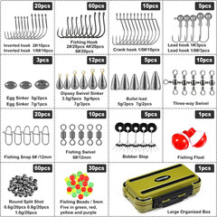 187/343Pcs Fishing Accessories Kit, Organized Fishing Tackle Box with Tackle Inc