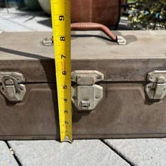 VTG Metal Tool Box Utility Chest & Inner Tray Rusty Gray green 14”