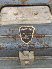 My Buddy #1351 One Tray Tackle Box Vintage Blue-Green Metal Fishing Tool Storage