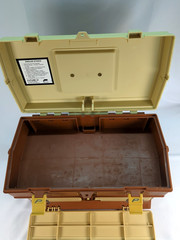 Vintage Plano 757 Tackle Box Fishing Storage Brown/Tan Made In USA 4 Drawers