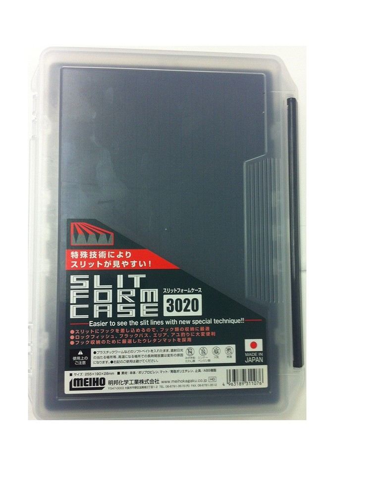 Meiho Slit Form Case 3020NS Clear Fishing Tackle Box 255x90x28mm polypropylene