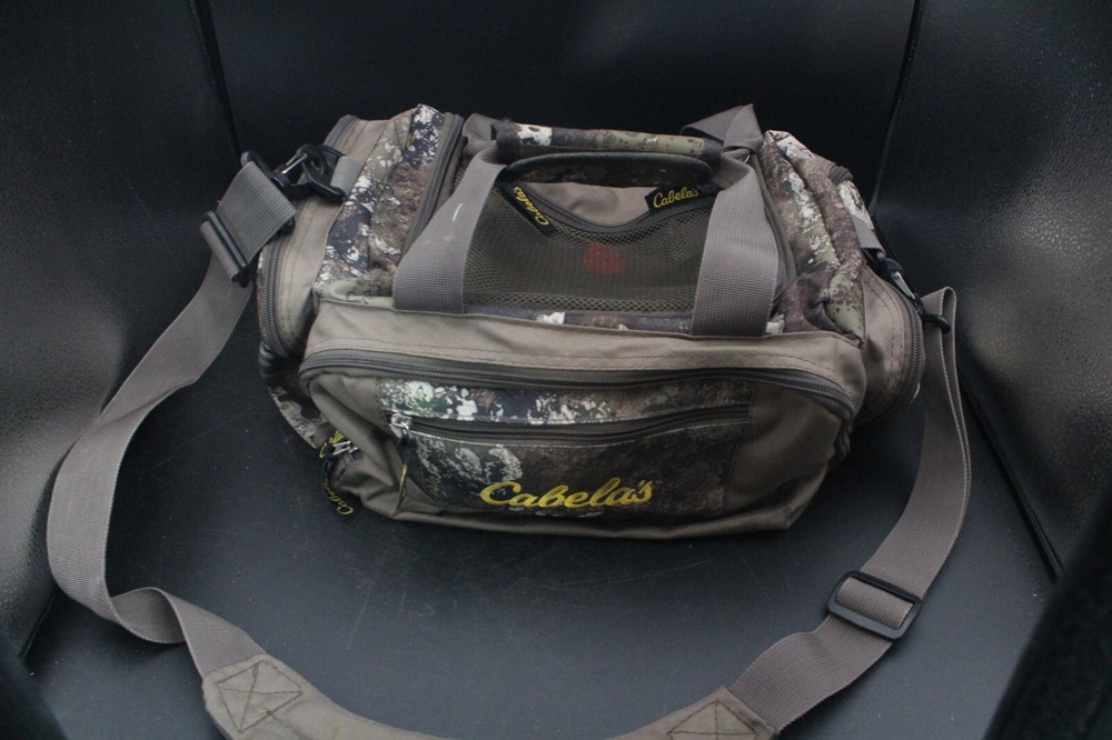 Cabela’s Premium Fishing Bag Carry All Tackle Box Camo W/Fishing Supplies!