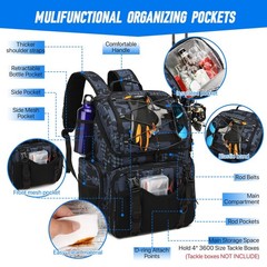 Fishing Tackle Backpack 45L 50cm/19.6in Rod Holders Rain Cover Cooler Bag