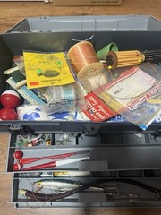 Vintage Plano# 5757 Fishing Tackle Box 4 Drawer with Tackle & Vintage Lures