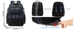 Fishing Tackle Backpack 45L 50cm/19.6in Rod Holders Rain Cover Cooler Bag