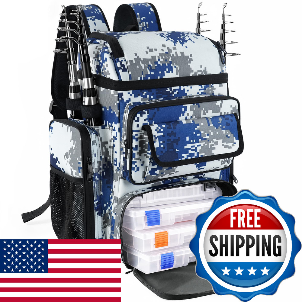 Yolibon Tackle Backpack Rod Holders45L Large Tackle Bag Tackle Backpack For
