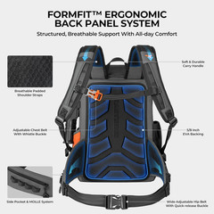 All Weather Fishing Tackle Backpack with 4 Waterproof Tackle Boxes & Removable R