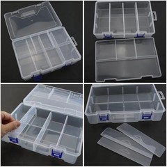 9x6x2.3inch PP Plastic Divided Storage Container Transparent Fishing Gear Box