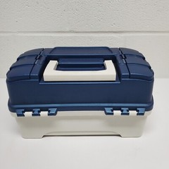 PLANO RETRO Two Tray Fishing Tackle Box Model 6202 Blue Beige Flip Top Organizer