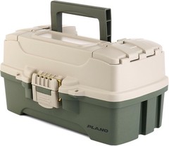 Durable One-Tray Tackle Box in Green/Tan with Rust-Proof Brass Latch for Anglers