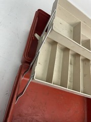 Vintage (VTG)Sears Gamefisher Red Plastic Tackle Box 11″ Compartments Fishing