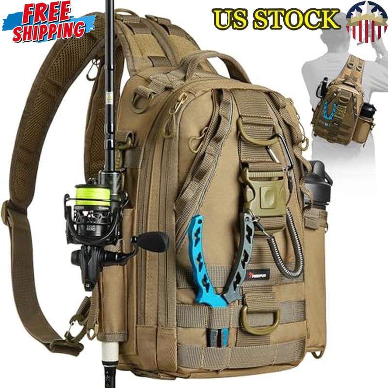 Lightweight Water-Resistant Fishing Tackle Backpack W/ Multiple Storage Options