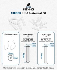 KEXMO 130PCS Fishing Treble Hook Covers Hook Protectors Bonnets Kit with Divi…