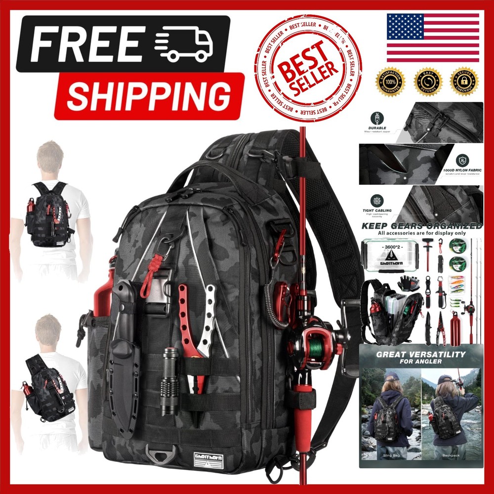 Adjustable Padded Camouflage Fishing Backpack with Rod Holder – Lightweight Gear