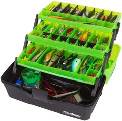Flambeau 3-Tray Tackle Box, 32 Comp., Frost Green, Fishing Storage