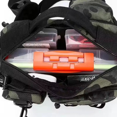 Large Fishing Tackle Bag Shoulder Waist Crossbody Rod Storage Bag Black Camo
