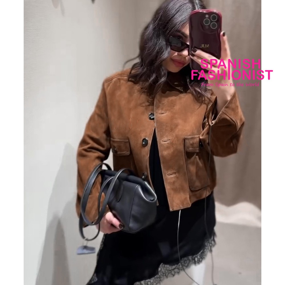 MASSIMO DUTTI WOMAN SS26 BLACK Nappa leather west satchel bag