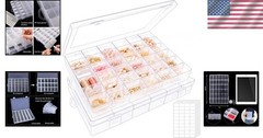 Elegant 36-Compartment Bead Storage Box, Clear with Customizable Dividers