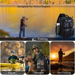 Bogtim Fishing Backpack Tackle Kit Lightweight 25L Tackle Bag Fishing Gear And