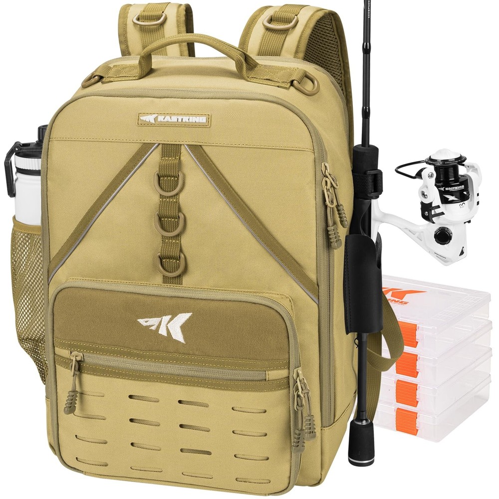 KastKing Karryall Medium Fishing Tackle Daily Backpack, Large Storage Water-r…