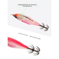 Round Belly 5g Wood Shrimp UV Glow Squid Bait Pack of 5 for Saltwater Angling