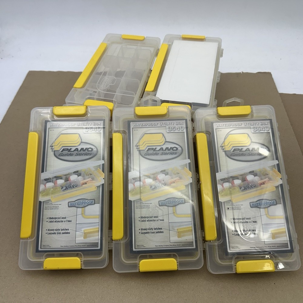 LOT OF 4 NEW PLANO 3540 GUIDE SERIES WATERPROOF STOWAWAY TACKLE BOX/CASE