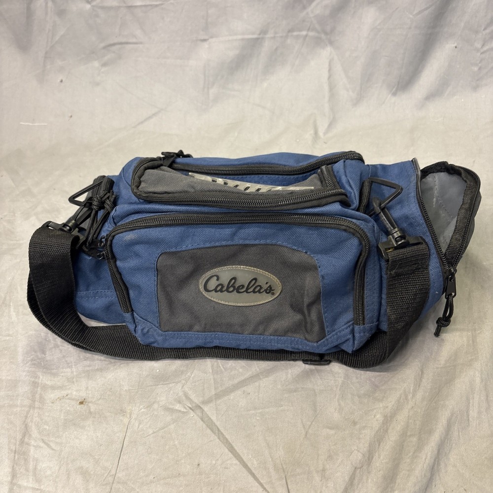 Cabellas Fishing Catch All Canvas Duffle Gear Bag Navy 16”x8”x 5”