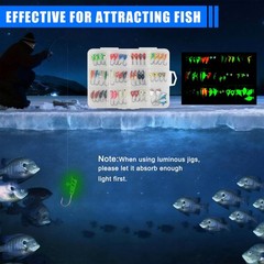 Ice Fishing Jigs Lures kit, Luminous Ice Fishing Gear Crappie Panfish Jigs He…