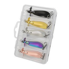 Fishing Spoon Lure with Dual Curved Zinc Alloy 5.1cm x 1.4cm 10g 5-Pack
