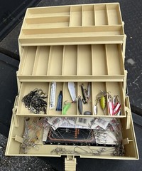 Vintage Plano Vintage Tackle Box w/ Hooks Lures & More Single Latch Future 21