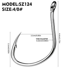 Fishing Hook SZ124 Single Carbon Steel with Silvery Finish for Long Term Use