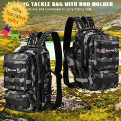 Fishing Backpack with Rod Holder, Fishing Tackle Storage Bags Fishing Tackle Box