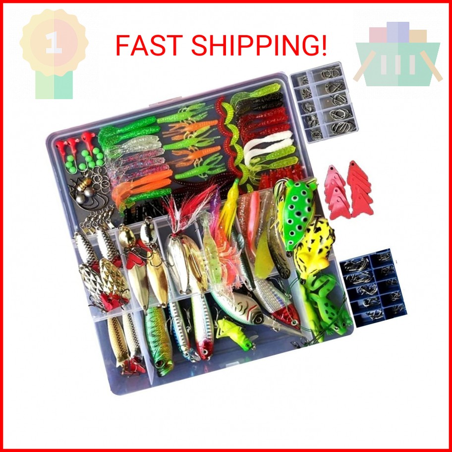 INDELITE 275 Pcs Fishing Lure Tackle Box Kit for Fresh and Saltwater Set