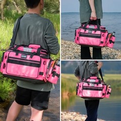 Fishing Tackle Bag with 4pcs Large C3:Pink with (4)3700&(2)3600 Tackle Boxes
