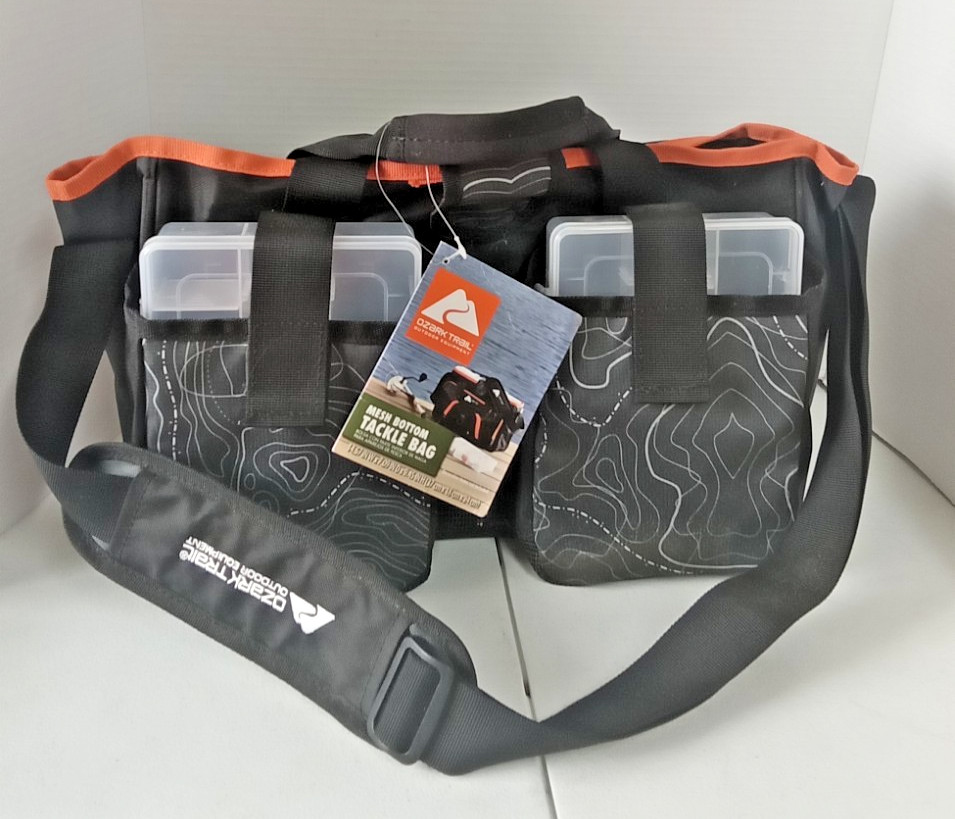 Ozark Trail Shoreline Soft-Sided Fishing Tackle Bag Pockets Mesh Bottom