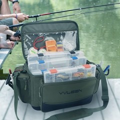 YVLEEN Large Outdoor Water-Resistant Fishing Tackle Bag 3600/3700 Box Army Green